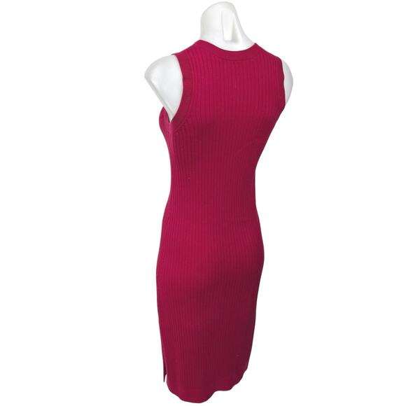 Banana Republic Red Rib Knit Sleeveless Midi Bodycon Sweater Tank Dress Size XS - Picture 2 of 4